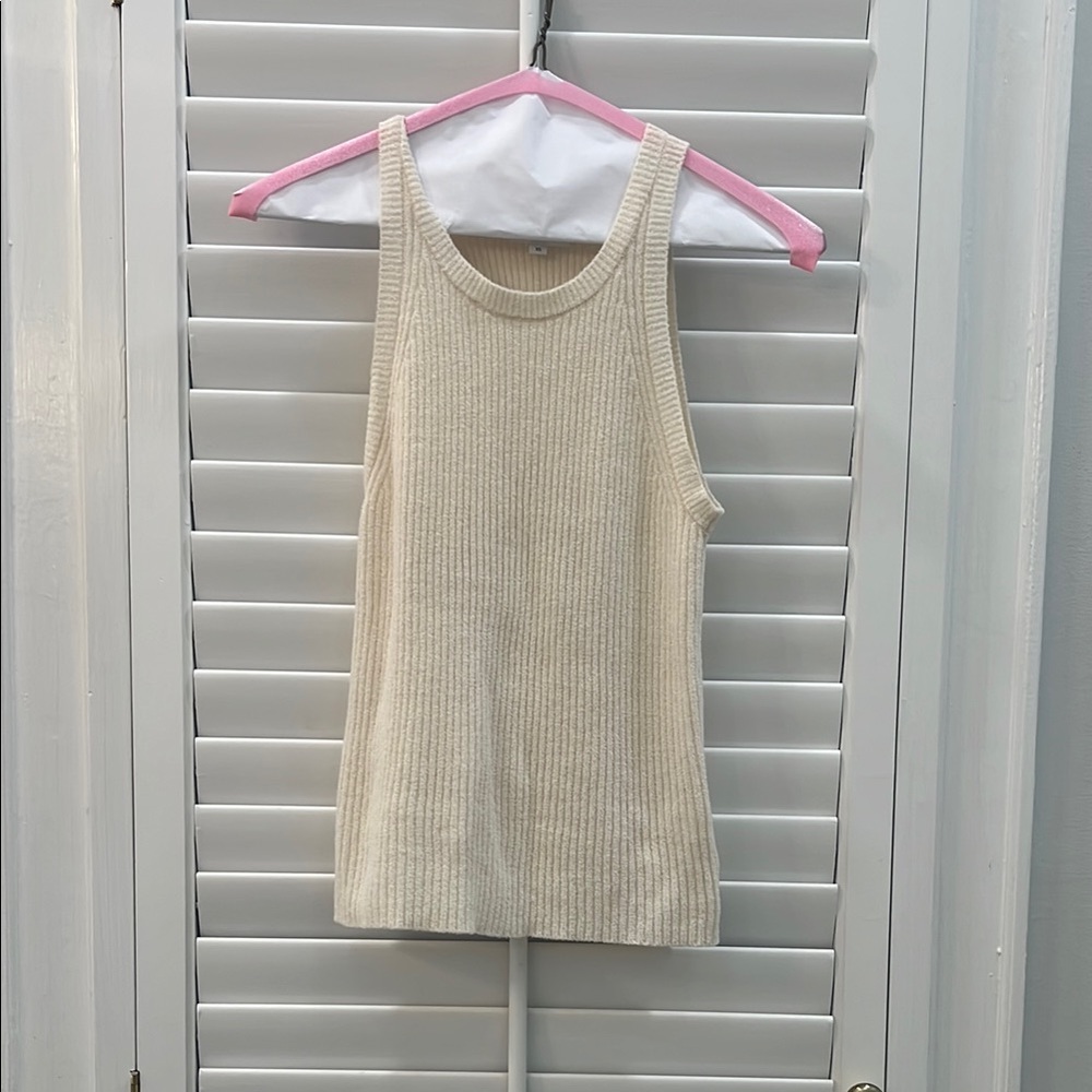 NWOT Sundays Cream Ribbed Tank Top